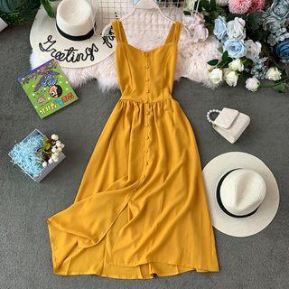 Plain Slim-cut Sleeveless Dress
