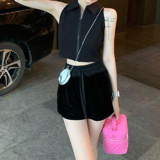 Halter Zip-up Top / Shorts