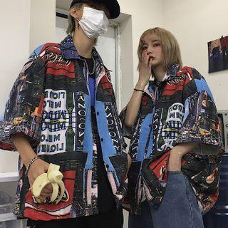 Couple Matching Short Sleeve Print Shirt