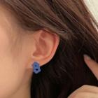 Floral Stud Earring 4244 - 1 Pair - 925 Silver Stud Earrings - Blue - One Size