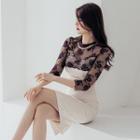 Long-sleeve Lace Panel Slim-fit Dress