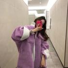 Stand Collar Fleece Jacket Purple - One Size