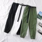 High-waist Cargo Jogger Pants With Belt