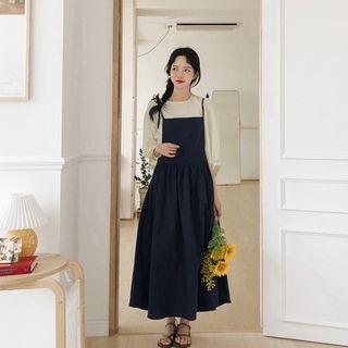 Plain Lantern-sleeve Top / Plain Spaghetti-strap Dress