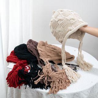 Tasseled Knit Trapper Hat