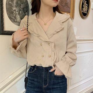 Ruffled Double-breasted Blouse