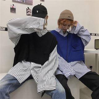 Couple Matching Striped Shirt / Knit Vest