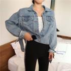 Cut Out Buttoned Denim Jacket As Shown In Figure - One Size