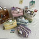 Gingham Panel Nylon Pouch
