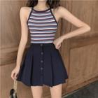 Striped Camisole / Mini Pleated Skirt