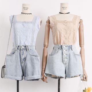 Eyelet Button-down Vest