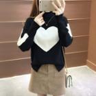 Heart Jacquard Turtleneck Sweater
