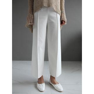 Pin-tuck Front Wide-leg Pants