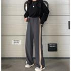 Contrast Trim Pants Dark Gray - One Size