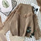 Fringed Detail Cable-knit Sweater