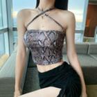 Halter Snakeskin Print Top