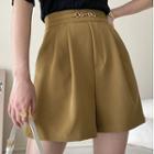 Horsebit High Waist Wide Leg Shorts
