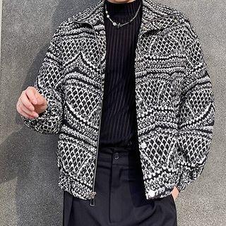 Print Padded Button-up Jacket