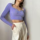 Ribbed Long-sleeve Cropped Sweater