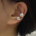 Floral Ear Cuff 1 Pc - Clip On Earring - Rose - Silver - One Size