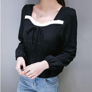 Ribbon Ruffed Blouse