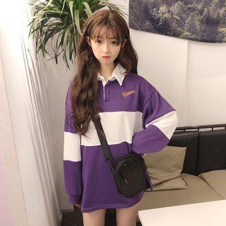 Collared Color Block Pullover