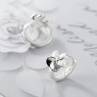 925 Sterling Silver Flower Mini Hoop Earring 1 Pair - S925 Silver - Silver - One Size