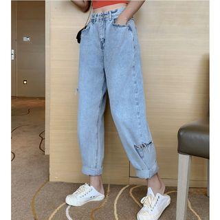 Striped Knit Top / Crop Harem Jeans