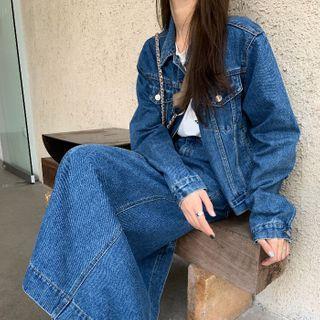 Denim Jacket / High-waist Denim Skirt