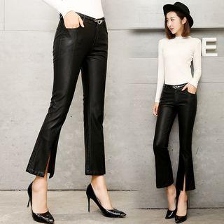 Genuine Leather Side Slit Pants