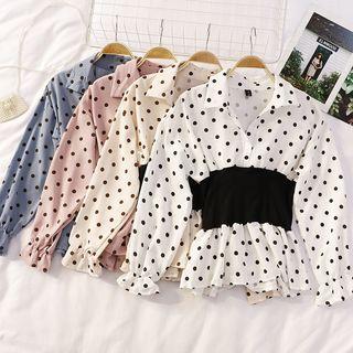 Dotted Print Long Sleeve Top