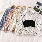Dotted Print Long Sleeve Top