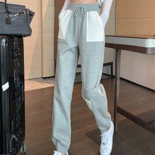 Color-block Jogger Pants Gray - One Size