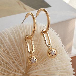 Rhinestone Alloy Bead Dangle Earring 1 Pair - S925 Silver - One Size