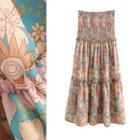 Frilled Floral Print Maxi Skirt