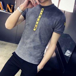 Lettering Short-sleeve Mock-neck T-shirt