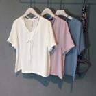 V-neck Short-sleeve Chiffon Blouse