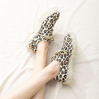 Leopard Print Lace-up Shoes