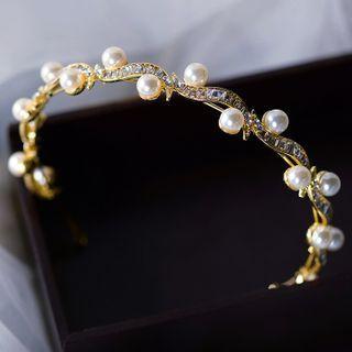 Faux Pearl Hair Band Hair Band - Gold - One Size