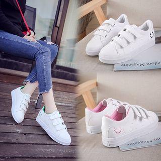 Smiley Self Fasten Canvas Sneakers