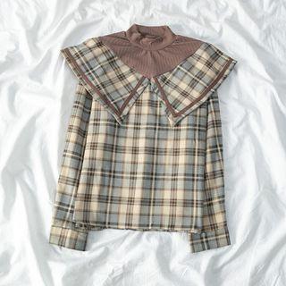 Mock Neck Shirt Panel Mock Two Piece Top As Shown In Figure - One Size