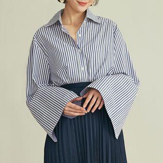 Pinstripe Loose-fit Long-sleeve Blouse