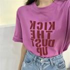 Short-sleeve Letter Printed T-shirt Pink - One Size
