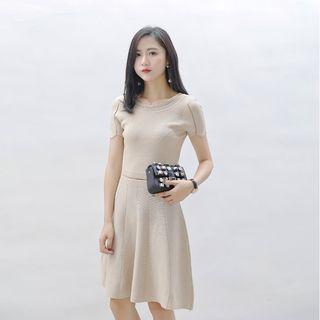Short-sleeve Cutout Knit Dress