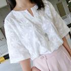 Floral Embroidered Short-sleeve Top