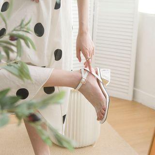 Block Heel Pvc Strap Sandals