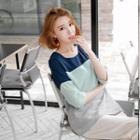 Color Block 3/4-sleeve Blouse