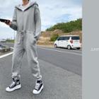 Fleece-lined Zip Hoodie Jumpsuit Melange Gray - One Size