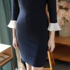 Bow-front Frill-sleeve Mini Dress
