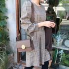 Check A-line Dress Beige - One Size